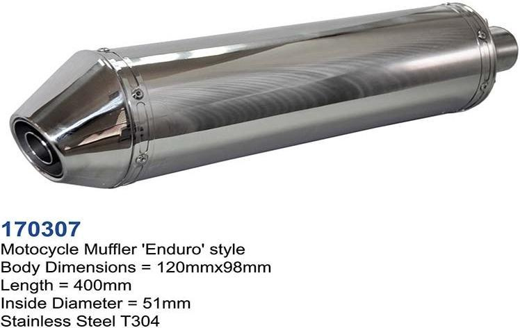 Moto S/Steel muffler Enduro style 120x98 L400 ID51