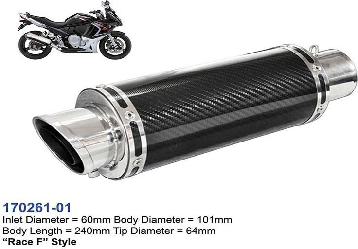 Moto Carbon muffler Race F style Φ101 L240 ID60