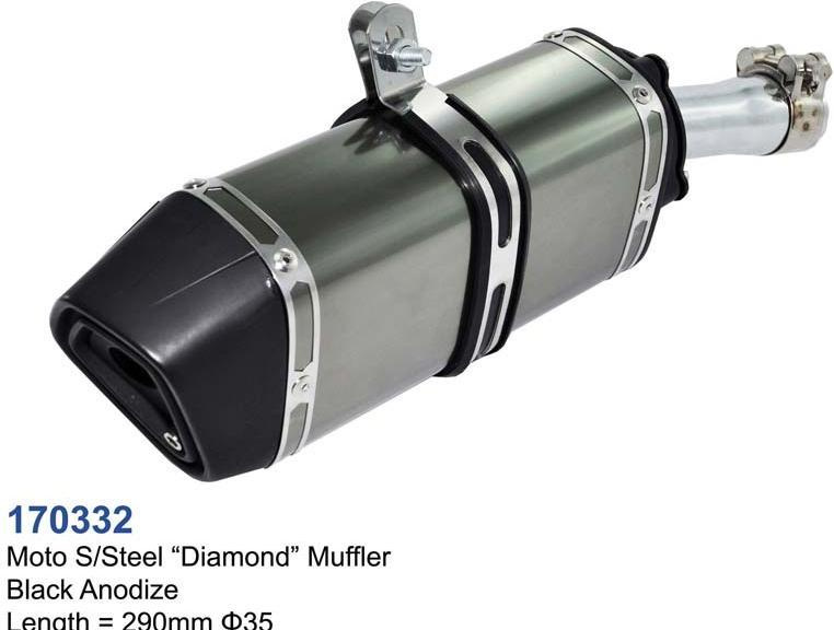 Moto S/Steel Diamond muffler Black anodize L290 Φ35