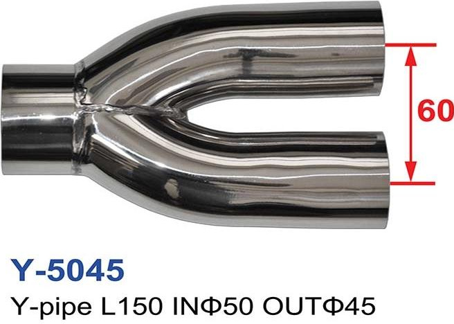 Y-pipe L150 In - 50 out 2x45mm