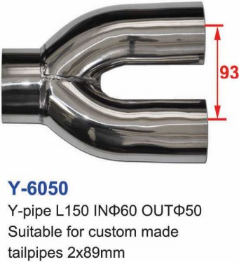 Y-pipe L150 In - 60 out 2x50mm