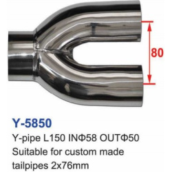 Y-pipe L150 In - 58 out 2x50mm
