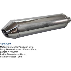 Moto S/Steel muffler Enduro style 120x98 L400 ID51